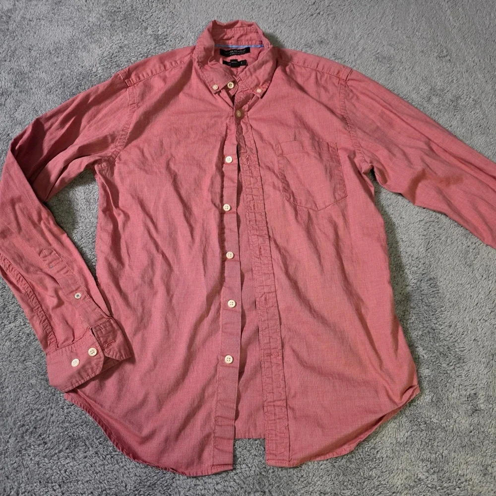 Banana Republic Mens S Button Down‎ Shirt Salmon Pink Grant Fit Cotton Long Slv